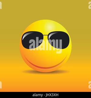 Süß lächelnd Emoticon in Sonnenbrillen Stock Vektor