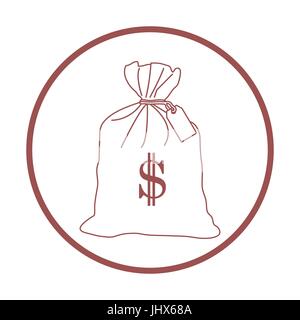 Stilisierte Symbol einer verknoteten Tasche mit Geld. Design für Banner, Poster oder Druck. Stock Vektor