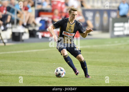 Chester, Pennsylvania, USA. 15. Juli 2017. Philadelphia Union Verteidiger AARON JONES (19) gezeigt, während ein Internationales Freundschaftsspiel gespielt Talen-Energie-Stadion in Chester, PA. Zeichnen Sie Swansea und der Union zu einem 2: 2 gespielt. Credit: Ken Inness/ZUMA Draht/Alamy Live-Nachrichten Stockfoto