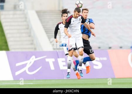 Ottawa, Kanada. 12. Juli 2017. Aktion während der Major League Soccer und United Soccer League freundlich-match zwischen Montreal Impact und Ottawa Fury FC am TD Place Stadium in Ottawa, Kanada. Daniel Lea/CSM/Alamy Live-Nachrichten Stockfoto