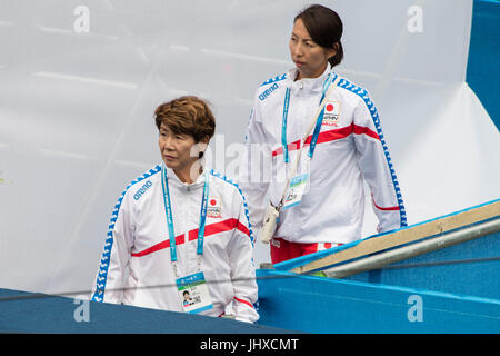 Budapest, Ungarn. 15. Juli 2017. (L-R) Masayo Imura, Miya Miyakawa (JPN) Synchronschwimmen: 17. FINA World Championships 2017 Budapest am Stadtpark - Városliget See in Budapest, Ungarn. Bildnachweis: Enrico Calderoni/AFLO/Alamy Live-Nachrichten Stockfoto