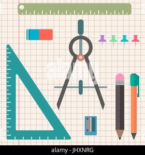 Kanzleramt einstellen von Objekten in einem flachen Stil Stock Vektor