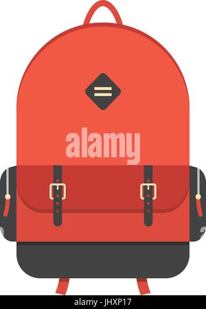 roter Rucksack isoliert auf weißem Hintergrund Stock Vektor