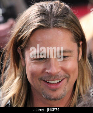 Berlin, Deutschland, 4. Juni 2013: Brad Pitt besucht die Filmpremiere von World War Z Stockfoto