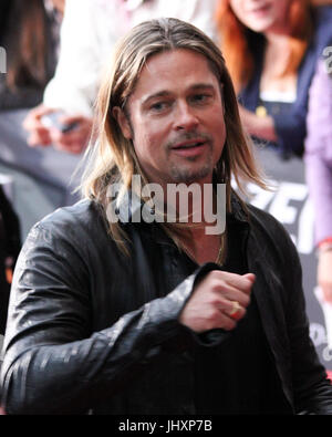 Berlin, Deutschland, 4. Juni 2013: Brad Pitt besucht die Filmpremiere von World War Z Stockfoto