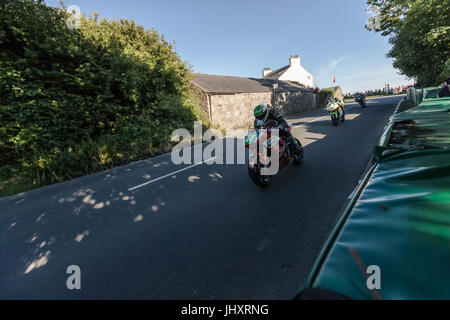 Road Racing Aktion aus dem südlichen 100 Straße Rennen 2017, Insel Man Fahrer wie Michael Dunlop, Ivan kneen lintin, Dan und Dean Harrison Stockfoto