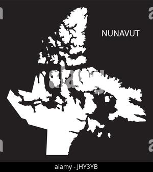 Nunavut Kanada Karte schwarz invertiert Silhouette Abbildung Form Stock Vektor