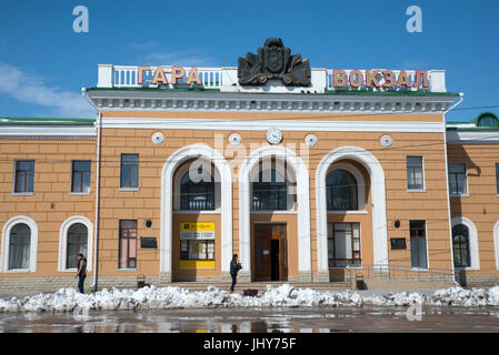Unesed Bahnhof von Tiraspol, Transnistrien, Republik Moldau Stockfoto