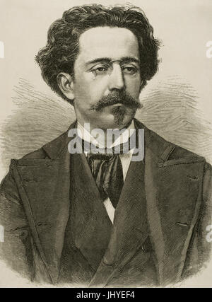 Gaspar Villate Montes (1851 – 1891). Kubanischer Komponist und Pianist. Kupferstich von Pannemaker. Die spanischen und amerikanischen Illustration, 1878. Stockfoto