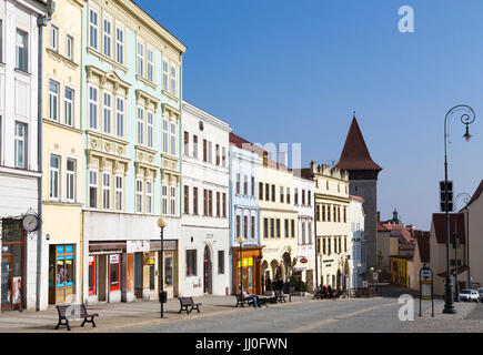 Masarykovo Namesti (Masaryk Platz) in Znaim, S? dm? Hren, Tschechien - Masarykovo Namesti (Masaryk-Platz) in Znojmo, Süd-Mähren, Tschechische Republik, Masary Stockfoto