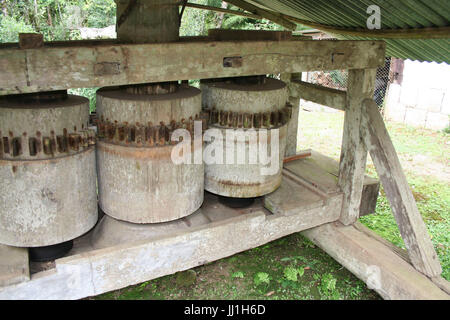 Mühlstein, Imigrantes Park, Nova Petropolis, Rio Grande do Sul, Brasilien. Stockfoto