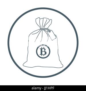 Stilisierte Symbol einer verknoteten Tasche mit Geld. Design für Banner, Poster oder Druck. Stock Vektor