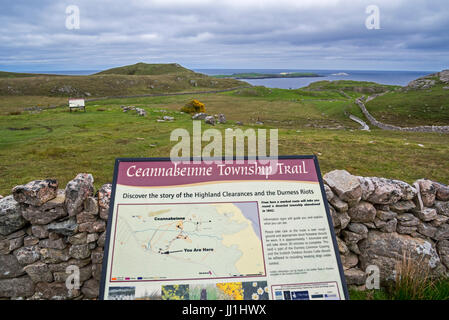 Ceannabeinne, blühende Gemeinde bis der Highland Clearances 1842, ruiniert jetzt Dorf in der Nähe von Durness, Sutherland, Schottisches Hochland, Schottland, UK Stockfoto