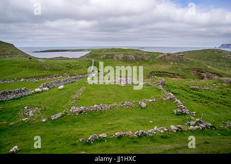 Ceannabeinne, blühende Gemeinde bis der Highland Clearances 1842, ruiniert jetzt Dorf in der Nähe von Durness, Sutherland, Schottisches Hochland, Schottland, UK Stockfoto