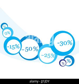 Vektor-Illustration von verschiedenen Rabatten für Märkte und Geschäfte. Bezeichnung für Shop. Weihnachtsverkauf. Stock Vektor