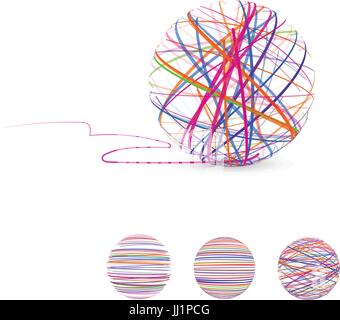Tangle-Vektor-Illustration. Ball der Faden zum Stricken Stock Vektor