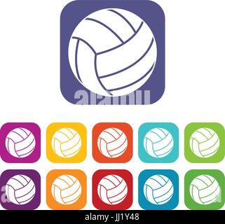 Volleyball-Kugel-Symbole festgelegt flach Stock Vektor