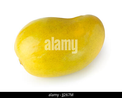 Nahaufnahme einer Reife gelbe Ataulfo Mango tropische Frucht isoliert auf weißem Hintergrund Stockfoto