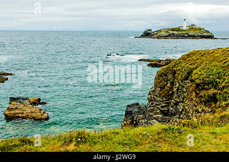 Godrevy Leuchtturm in der Nähe von st. Ives, Cornwall; Godrevy Leuchtturm Bei St. Ives, Cornwall Stockfoto