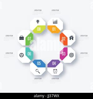 Achteck Vektorelemente für Infografik Stock Vektor