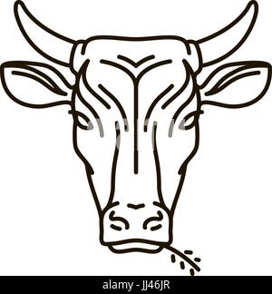 Porträt der Kuh. Nutztier, Bull-Symbol oder Logo. Vektor-illustration Stock Vektor