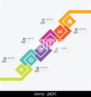 Moderne Infografiken sechs quadratische Prozessvorlage Stock Vektor