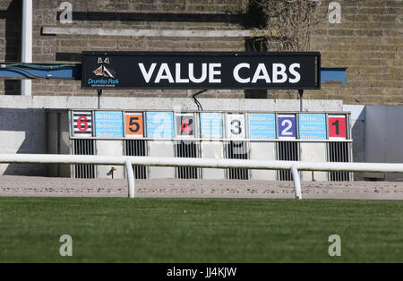 Windhund-Falle bei Drumbo Park Greyhound Stadium, Lambeg, Nordirland. Stockfoto