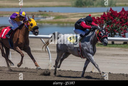 Horse racing-Action auf der Cal Expo in Sacramento, Kalifornien. Stockfoto