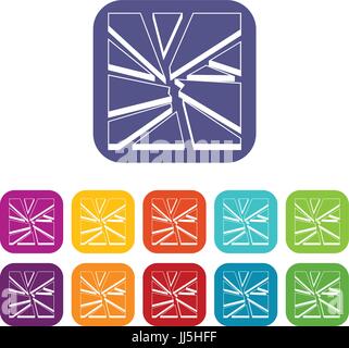 Zerbrochenes Glas Icons set Stock Vektor
