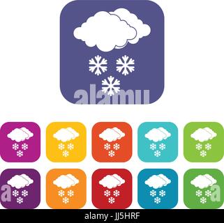 Wolke und Schneeflocken Icons set Stock Vektor