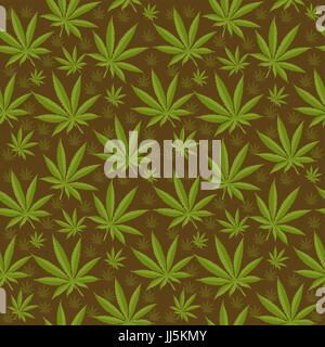 Marihuana Musterdesign. Cannabis ist eine endlose Textur. Medizinischer Hanf wiederholenden Hintergrund. Vektor-Illustration. Stock Vektor