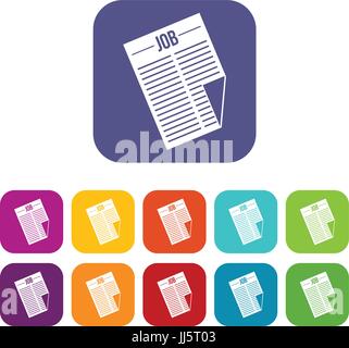 Zeitung mit der Schlagzeile Job Icons set Stock Vektor