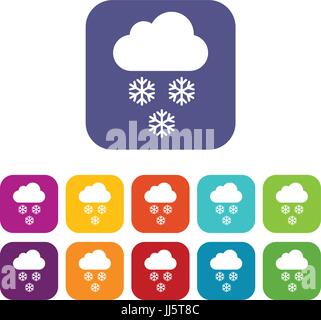 Wolke und Schneeflocken Icons set Stock Vektor