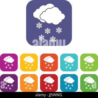 Wolke und Schneeflocken Icons set Stock Vektor
