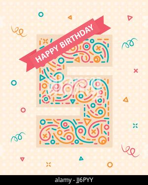 Alles Gute zum Geburtstag Nummer 5 Grußkarte für fünf Jahre Stock Vektor