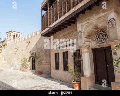 Architectural Heritage Society, Al Fahidiold Souk Bereich, Bastakiya, Dubai, Vereinigte Arabische Emirate Stockfoto