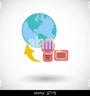 Hochladen Sie Video. Einzelne flache Symbol auf weißem Hintergrund. Vektor-Illustration. Stock Vektor