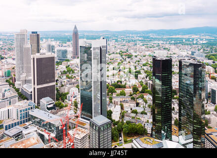 Luftbild im Bankenviertel in Frankfurt, Deutschland Stockfoto