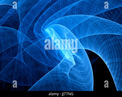 Blau leuchtende Quantum Spiralen im Raum, computergenerierten abstrakten Hintergrund, 3D rendering