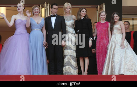 Colin Farrell, Kirsten Dunst, Elle Fanning, Sofia Coppola, Nicole Kidman, Angousie Rice und Addison Riecke besuchen die verführt Screening während des 70. jährlichen Cannes Film Festival im Palais des Festivals am 24. Mai 2017 in Cannes, Frankreich. Stockfoto