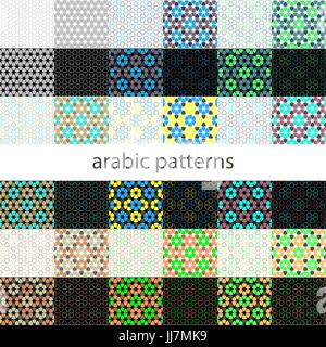 Nahtlose Muster Set im marokkanischen Stil. Mosaik-Fliesen. Islamische traditionelle Ornament. Geometrischen Hintergrund. Vektor-Illustration. Stock Vektor