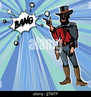 Vintage Retro ClipArt Männer Cowboy Bang Vektorgrafiken Stock Vektor