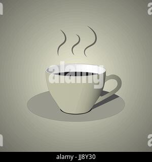 Weiße Tasse mit frischen gemischten Kaffee Symbol, flaches Design in schwarz und weiß Farben Stock Vektor