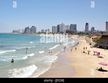 TEL AVIV ISRAEL Blick von der Strand von Tel Aviv aus in die Altstadt von Jaffa Stockfoto