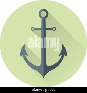 Anker isoliert auf weiss. Hergestellt aus Metall-Gerät, zum Bett des Körpers des Wassers zu verhindern, dass Handwerk Driften durch Wind oder aktuelle Schiff herstellen. Stock Vektor