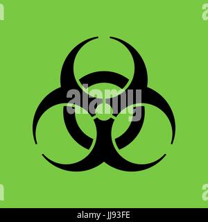 Biohazard-Symbol im flachen Stil, Symbol, isoliert Stock Vektor