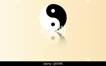 Yin-Yang-Symbol im flat Design mit Spiegel Stock Vektor