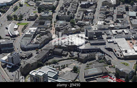 Luftaufnahme des Stadtzentrums Burnley, Lancashire, UK Stockfoto