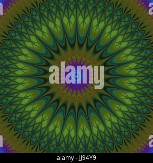 Psychedelische Mandala Fraktale Hintergrund - Muster Vektorgrafik Kaleidoskop aus gebogenen Sterne Stock Vektor