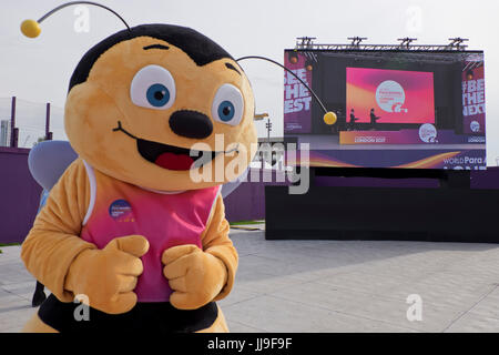 Maskottchen Whizbee Para Leichtathletik Weltmeisterschaften im Olympiastadion London. London, UK Stockfoto